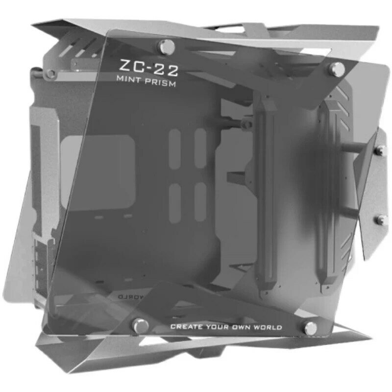 ZC-22 Caso Transparente Dupla Face para Jogo MOD, Todo O Vidro Temperado De Alumínio, Split Aberto, Refrigerado A Água, E-Sports