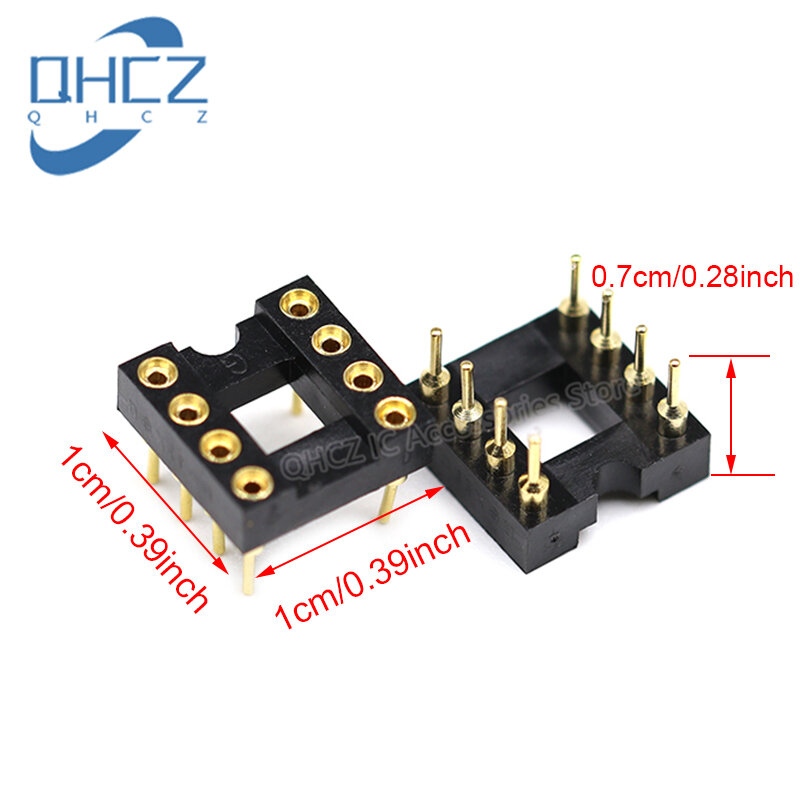 20pcs 8 Pin gold-plated round hole IC seat chip op-amp seat 8P 8-core DIP-8 socket round Pin IC sockets Adaptor In Stock
