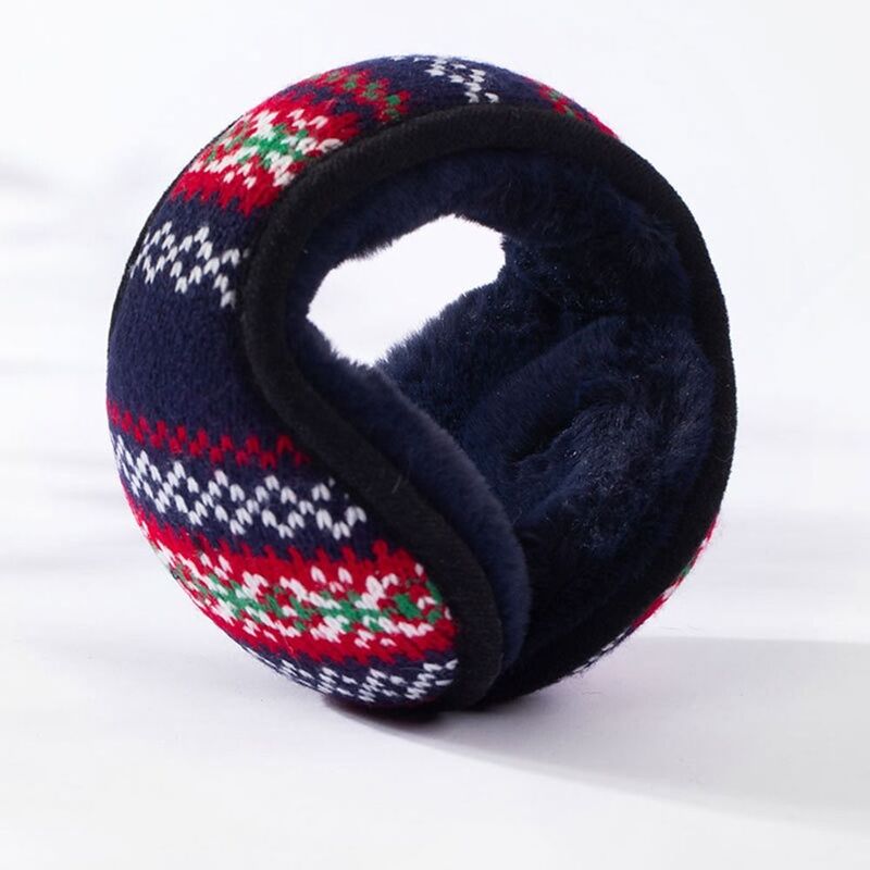 Comfortable Knitted Jacquard Plush Earmuffs Ethnic Style Ear Cap Winter Earmuffs Thicken Windproof Foldable Ear Cover Student