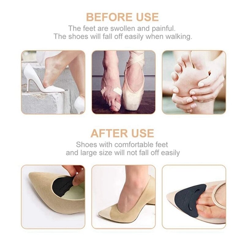 2X Toe Filler Inserts Adjustable Toe Plug Reusable Shoe Filler For Too Big Shoes Women Men Unisex Pumps Flats Sneakers
