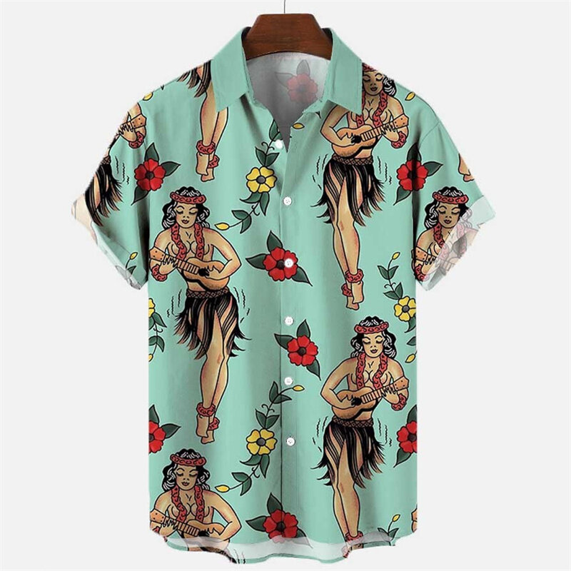 Гавайская рубашка с 3d принтом для мужчин и женщин, модные пляжные топы с короткими рукавами и цветочным рисунком, большие размеры, одежда на лето