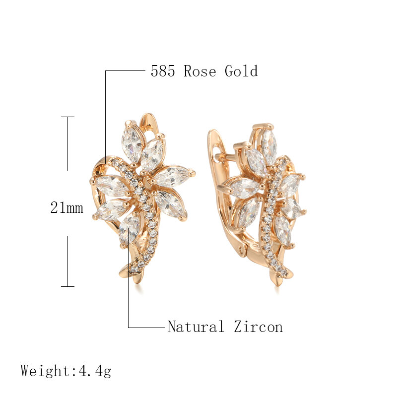 SYOUJYO585 Rose Gold Color Women's Earrings Natural  Zircon Micro Wax Inlay Bridal Wedding Fine Jewelry
