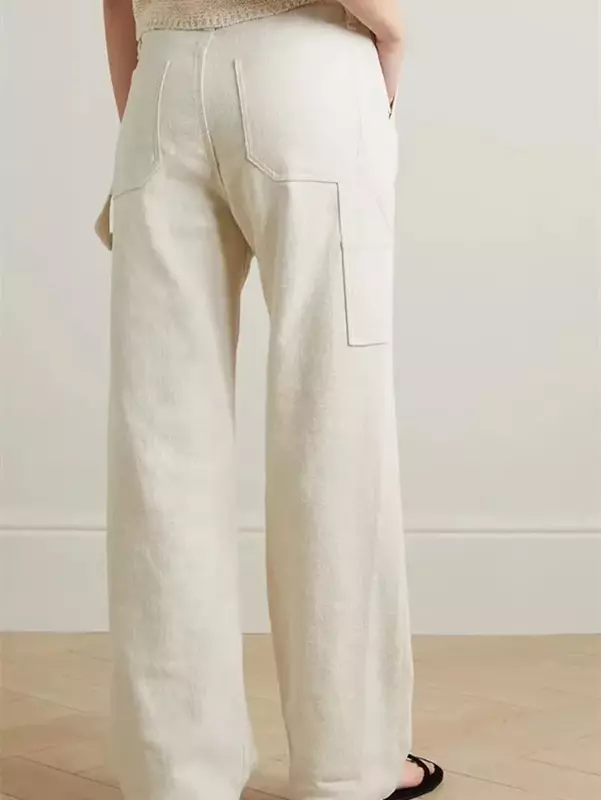 جينز نسائي مستقيم بطول كامل ، سراويل جينز فضفاضة ، جيوب ذبابة ، أحادية اللون ، سحاب ، كاجوال ، جديد ،