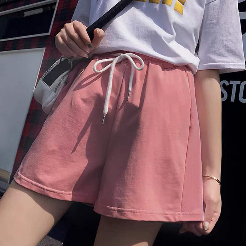 Летние шорты, юбки, женские эластичные повседневные широкие шорты с высокой талией, Корейская свободная трапециевидная мини-юбка, черные короткие брюки