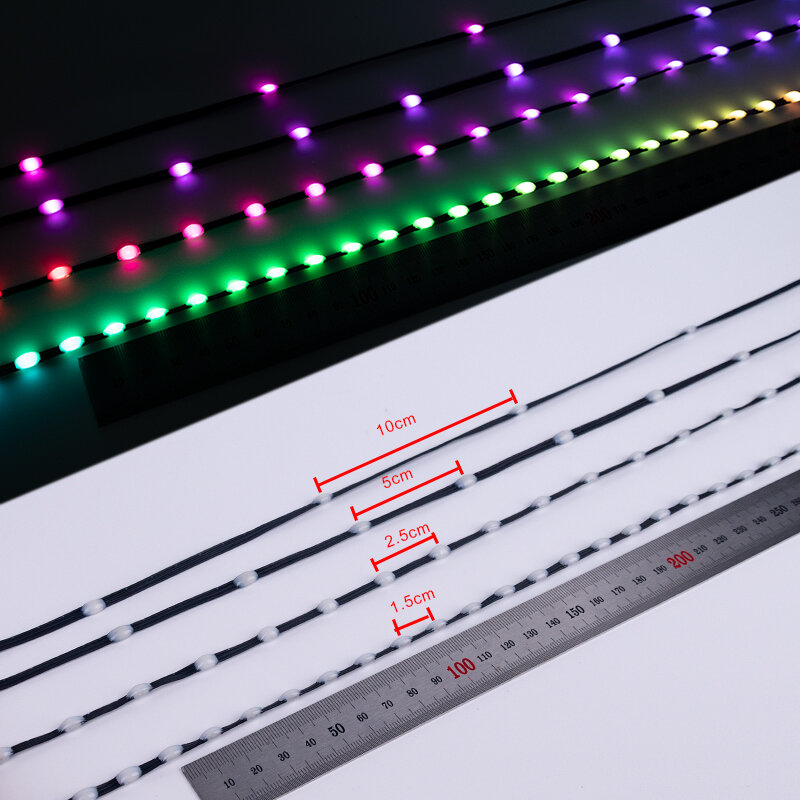Luzes LED com fio preto, Dream Color, RGBIC, endereçável, Fairy Light individualmente, Pixels de semente, 5V, WS2811, WS2812, 3 pinos