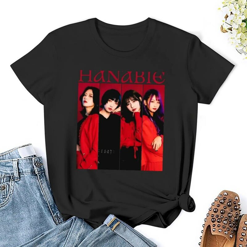 Camiseta de banda HANABIE para mujer, blusa kawaii, ropa