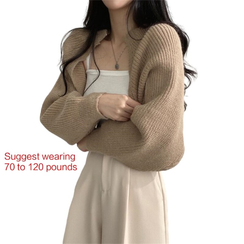 Womens Shrug Boleros Cropped Cardigan Long Sleeve Open Front Sweaters Cardigan