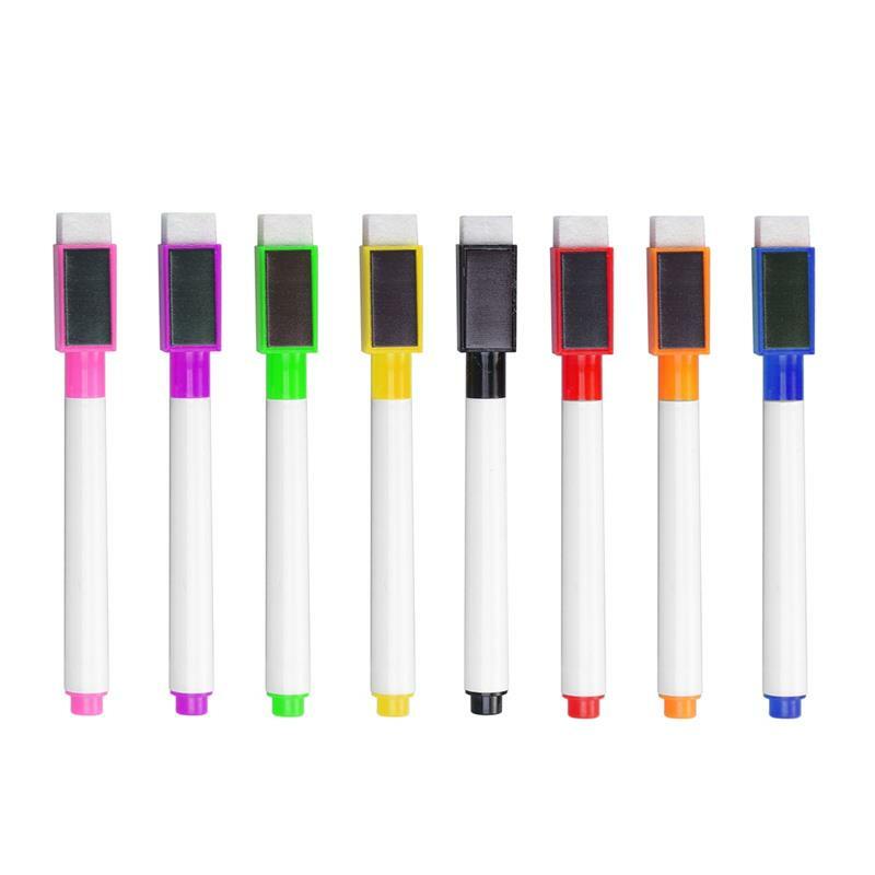 8 pz/lotto penna magnetica colorata per lavagna pennarelli per lavagna bianca nera incorporata In gomma per forniture scolastiche penna da disegno per Graffiti per bambini