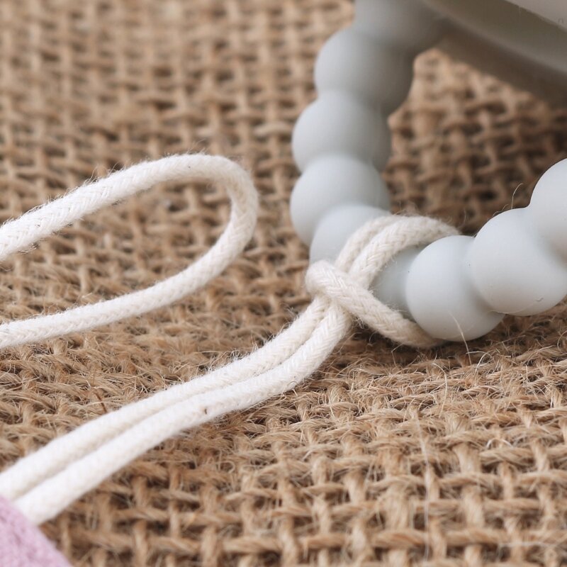 Clip para chupete, cuerda antipérdida, cadena mordedor tela algodón, accesorio lactancia para bebé