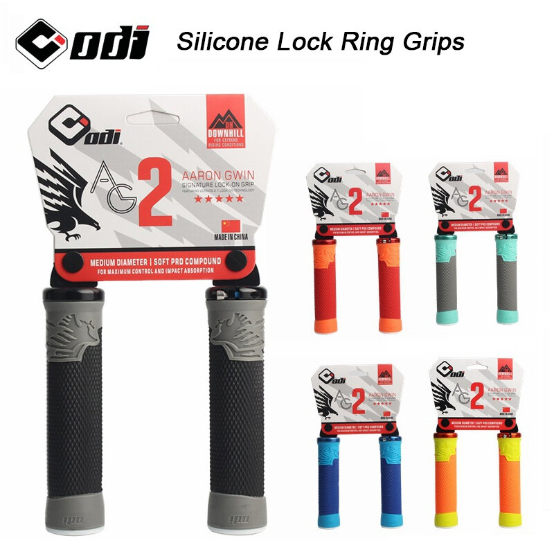 ODI MTB Bike Silicone Grips Confortável Lockable Handle Grip CNC anel de bloqueio de alumínio Anti-Slip dois tons Guiador Grip Bike Parts