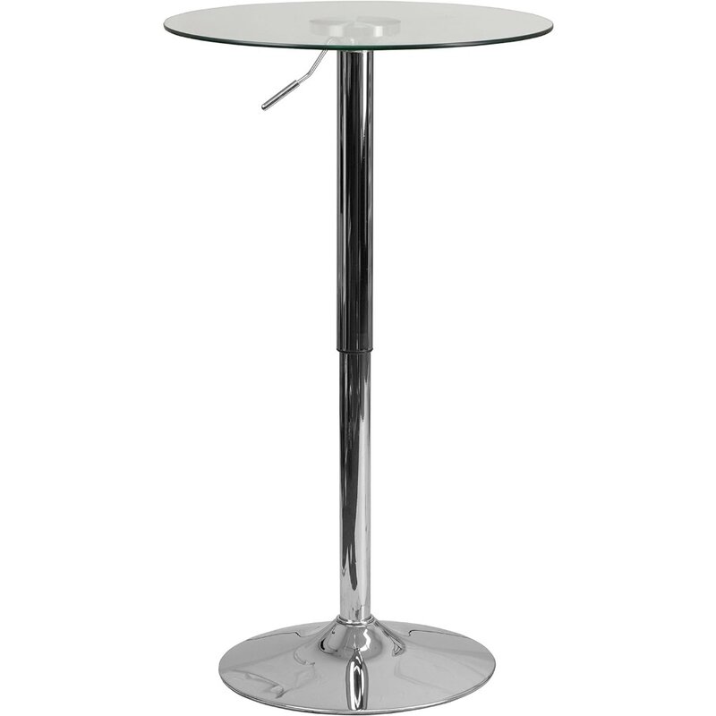 โต๊ะค็อกเทลแก้วกลม23.5นิ้วของชาดปรับความสูงได้โต๊ะบาร์แก้วปรับระดับความสูงได้สำหรับงานกิจกรรมหรือใช้ในบ้าน