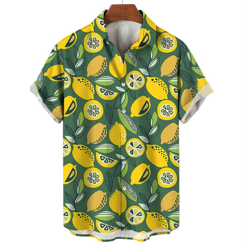 Fruit Banana Cherries 3D Printed Graphic Shirts For Men Clothes Fashion Hawaiian Lapel Blouse Casual Streetwear Lapel Blouse Top
