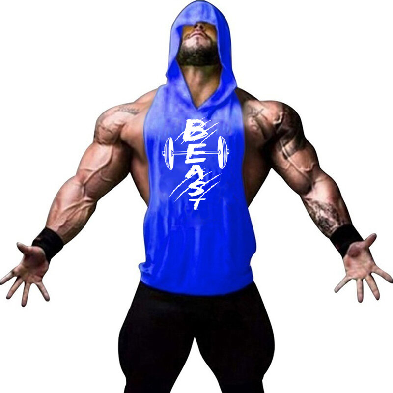 Brand Gym Stringer Tank Top Men Bodybuilding Clothing Gym Sleeveless Hoodie Man Fitness Vest Singlet Sportwear Workout Tanktop