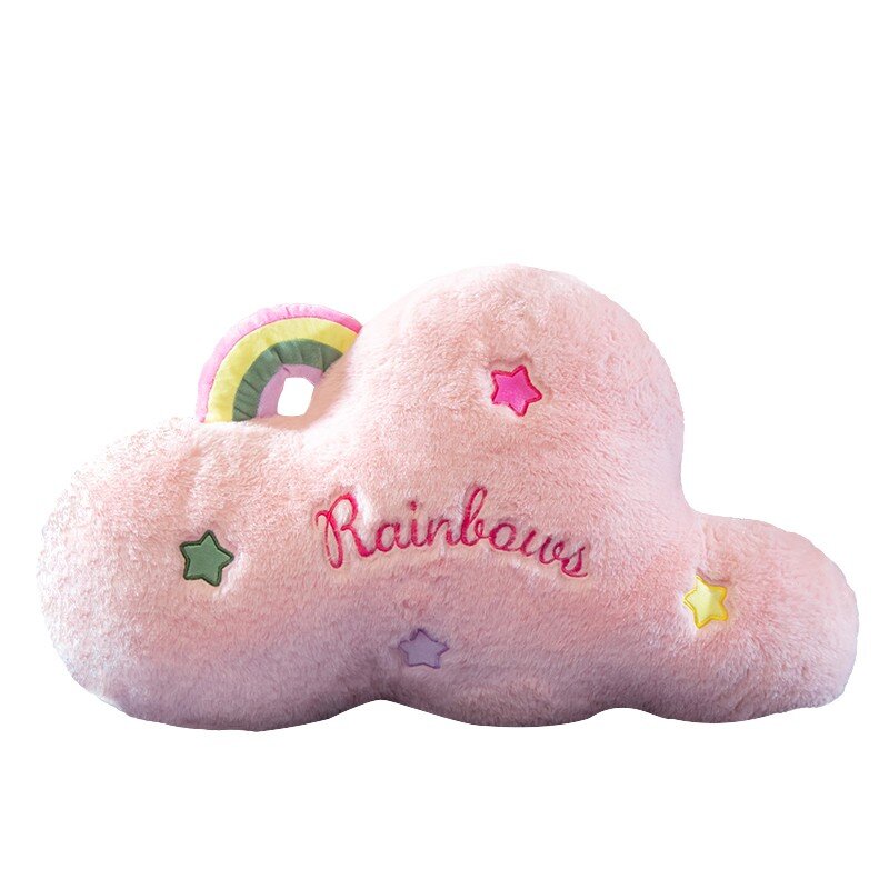 Newcartoon Cloud Cushion peluche accogliente pelliccia di coniglio imbottito morbido cuscino Kawaii Rainbow Moon Star Dolls For Girls Bed Decor Gifts
