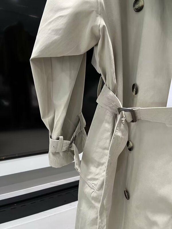 معطف نسائي مبطن بأزرار مزدوجة ، جيوب بأكمام طويلة ، ملابس خارجية نسائية ، معطف أنيق ، فضفاض ، غير رسمي ، عتيق ، ديكور حزام ، موضة جديدة