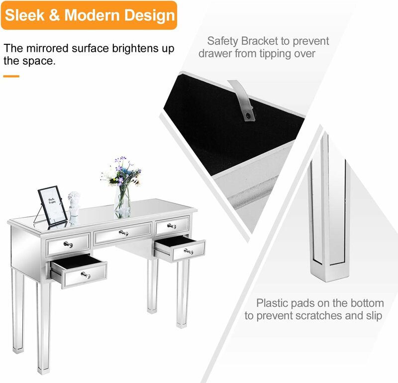 Зеркальный столик стол с 2/3/5 ящиками, современный консольный стол/Диванный стол/макияжный стол