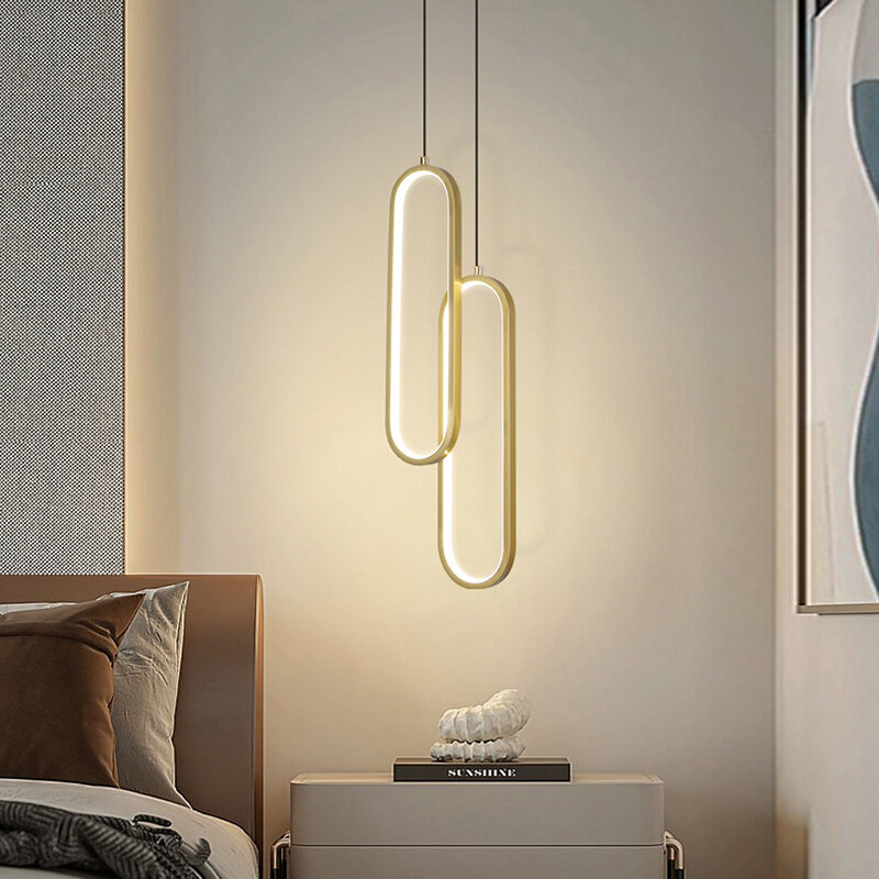 Plafonnier LED suspendu au design moderne simpliste, disponible en noir et en jaune or, éclairage d'intérieur, luminaire décoratif de plafond, idéal pour un salon, une chambre à coucher, un bureau ou un balcon
