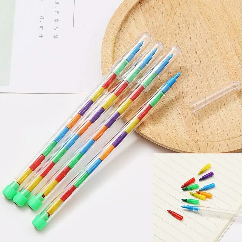 เด็กของขวัญ4Pcs 10สี Crayon สร้างสรรค์บล็อกตัวต่อ Crayon น่ารัก Kawaii ปากกาวาดลายเส้นสำหรับภาพวาดเกาหลีเครื่องเขียนนักเรียน