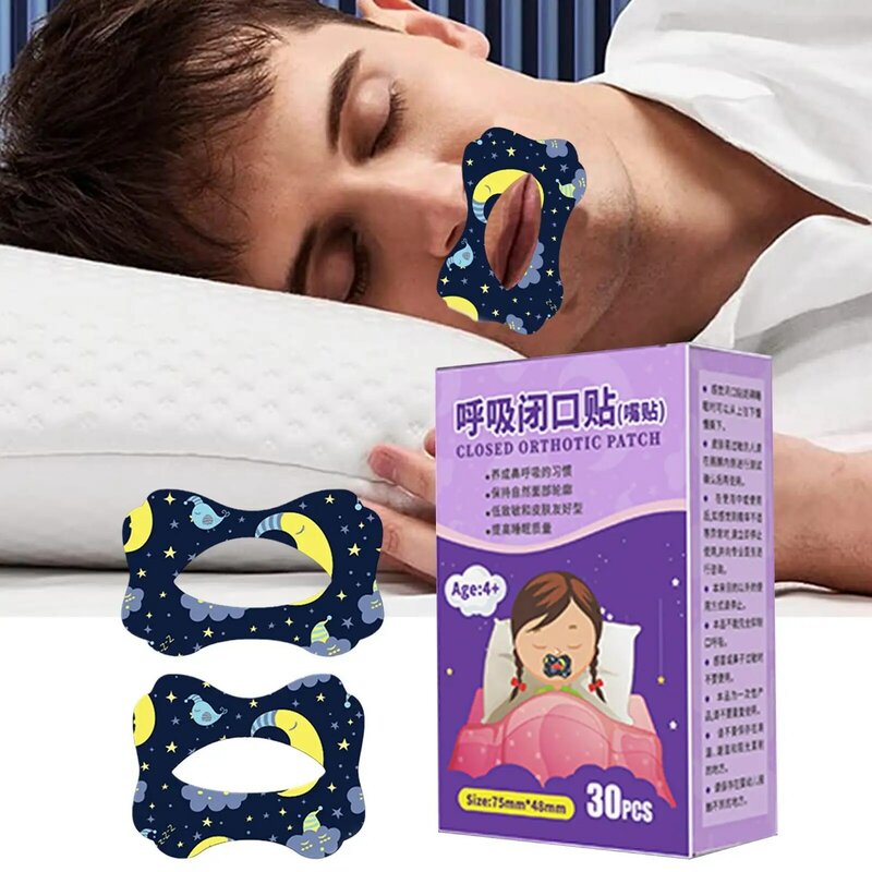 30Pcs/Box Anti-Snoring Stickers For Children Adult Night Sleep Lip Nose Breathing Improving Patch Mouth Correction Sticker Tape