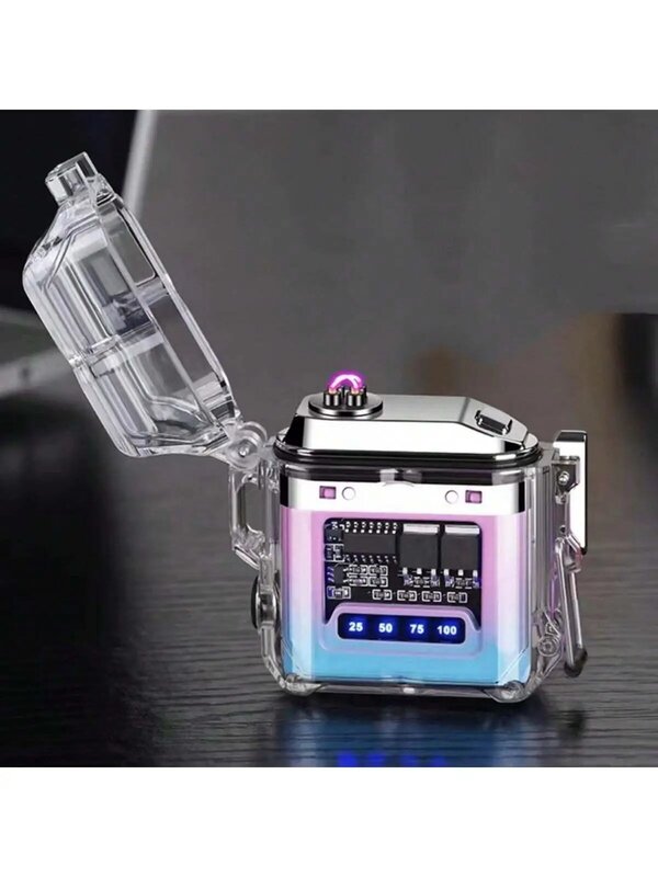Outdoor Lighting Electric Lighter - Advanced Transparent Arc Shell Design | Waterproof Power Display | Easy to Charge Portable
