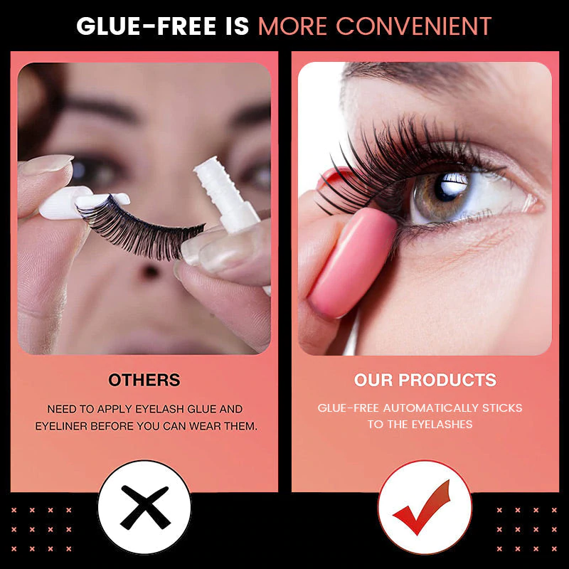 Waterproof & Reusable Self-Adhesive Eyelashes  3 Seconds to Wear No Glue Needed Faux Mink Lashes 3d natural false eyelashes