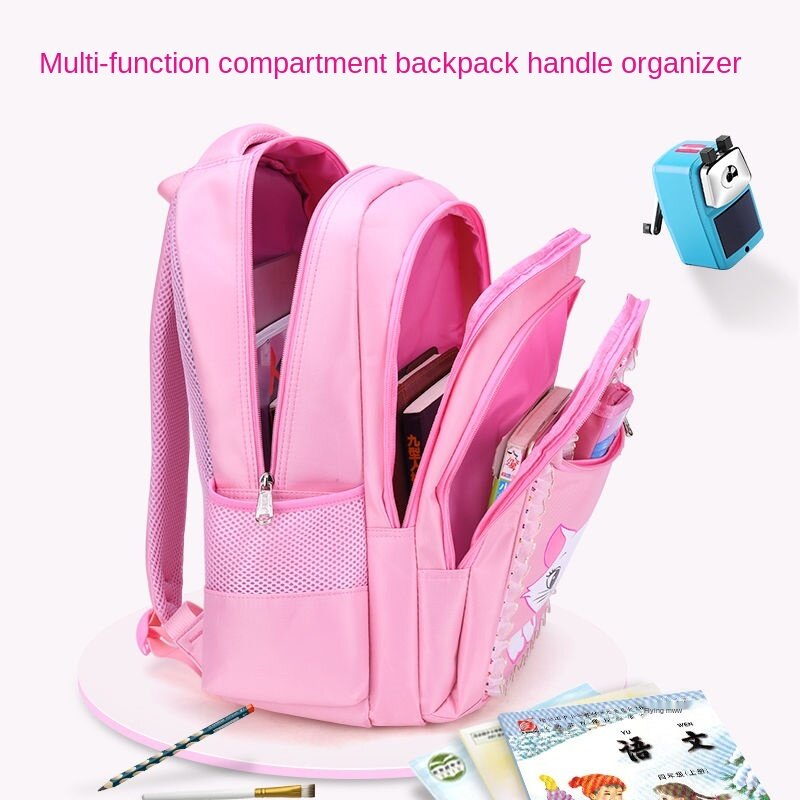 لطيف الوردي حقيبة مدرسية لفتاة طالب المراهقين حقيبة مدرسية مجموعة الأطفال على ظهره مع مقلمة