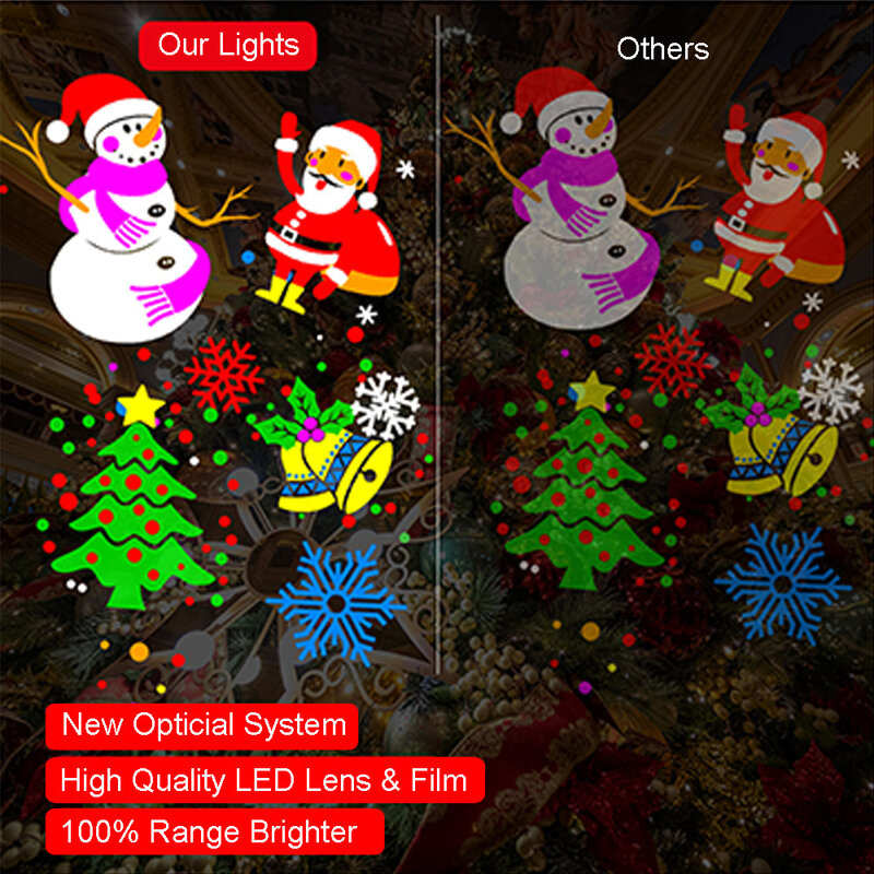 Lumière de projection laser LED pour fête de Noël, éclairage RVB automatique, support rotatif, prise UE, 16 modèles, AC 85V-260V