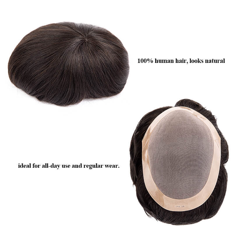 Premier Mono Wig pria rambut palsu rambut manusia alami bersirkulasi rambut pria prostesis kapiler 6 "Wig pria sistem Exhuast Wig pria