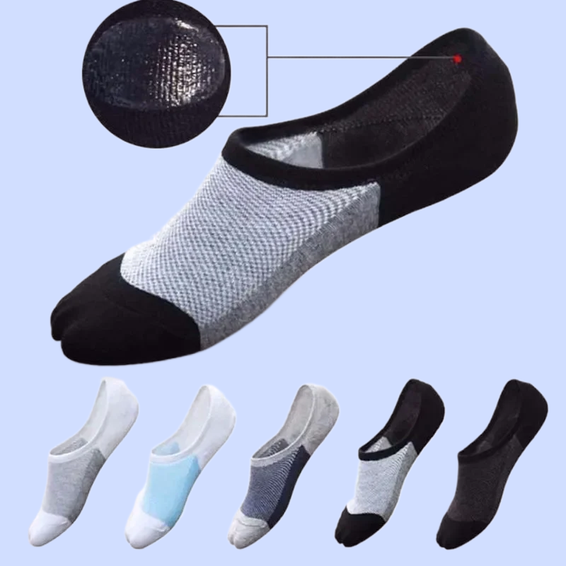 5 Pairs 2024 Fashion Man High Quality Mesh Breathable Short Socks Male Sweat-absorbent Silicone Cotton Socks Men Invisible Socks