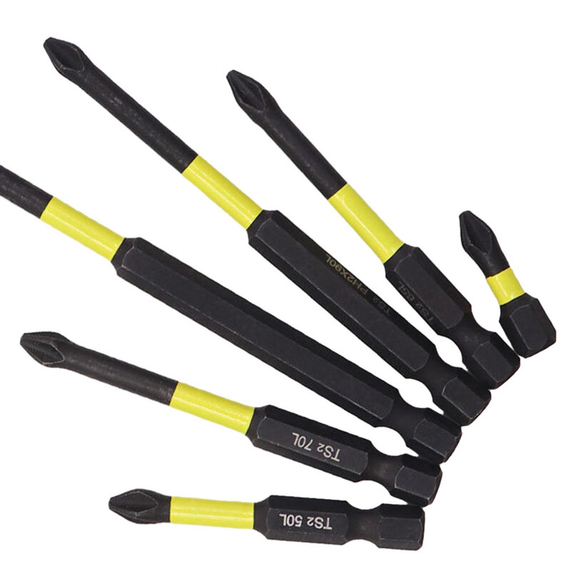 1pc Magnetic Non-Slip Batch Head PH2 Cross Screwdriver Hex Shank Yellow Hand Tools Non-Slip Cross Screwdriver Bits 25-150mm
