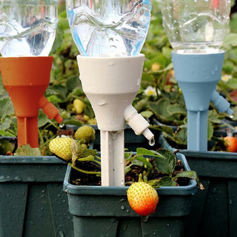Plant Watering Spike para fornecimento de estufa, gotejamento automático, volume ajustável, proteger as plantas, plástico, férias