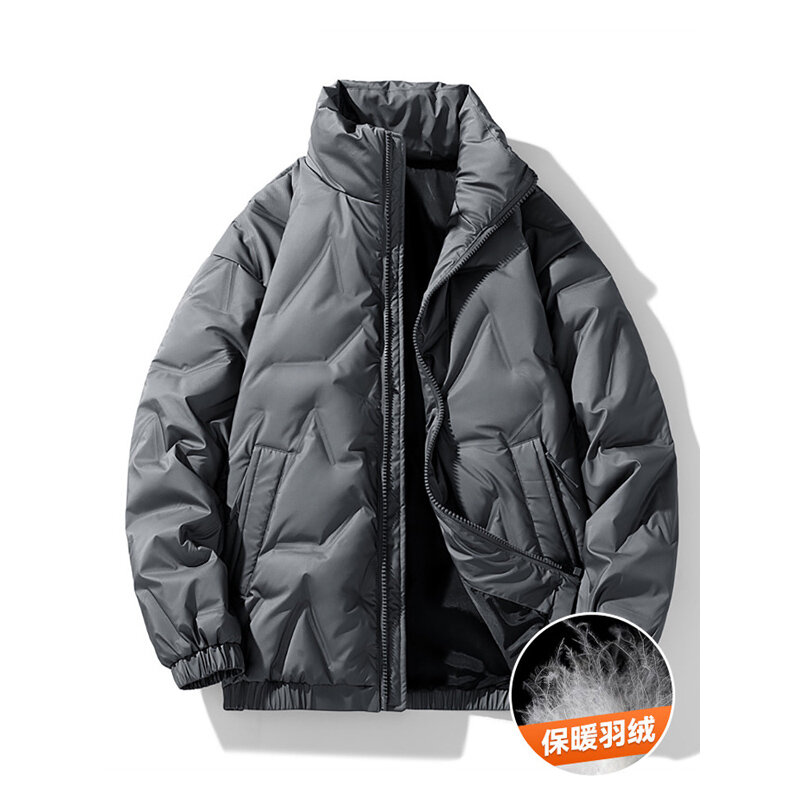 Jaket musim dingin pria, mantel hangat hangat kerah berdiri tampan ukuran Plus 140kg 8xl musim dingin