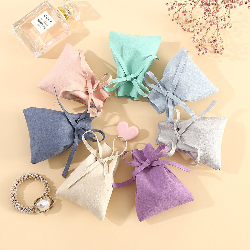 50pcs/lot Suede Microfiber Small Velvet Drawstring Bag 8x10cm Earring Necklace Rings Jewelry Gift Packaging Pouch Bags