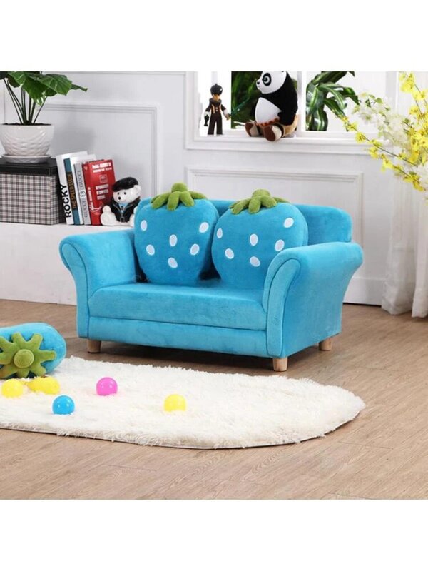 Sofá perezoso de tela para niños, asiento de princesa para bebé, combinación de fresas, mini sofá para niños, lindo