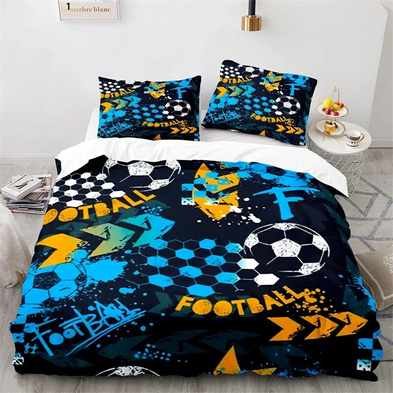 ثلاثية الأبعاد لكرة القدم حاف مجموعة غطاء الملك الملكة بنين المائية كرة القدم طقم سرير الشباب الرياضة موضوع غطاء لحاف لغرفة نوم الطفل