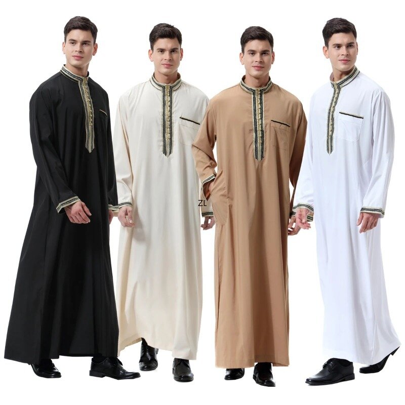 Дубай, Саудовский стиль, мужской кафтан, абайя, длинный халат, Jubba Thoub Dishdasha, мусульманское платье, ИД, Ближний Восток, Рамадан, мусульманская одежда