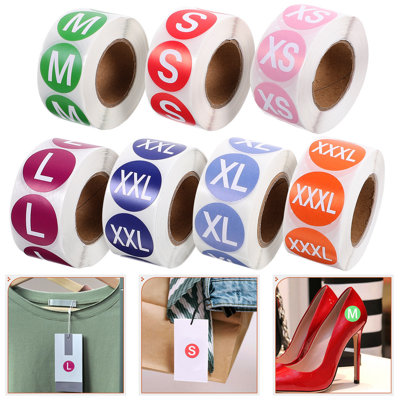 7 Rolls Size Sticker for Clothing Size Sticker Shirt Size Sticker Clothing Size Sticker