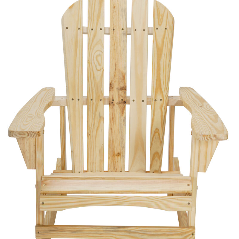 Elegant Adirondack Rocking Chair - Solid Wood Finish for Outdoor Furniture in Your Patio, Backyard, or Garden - Natual Color