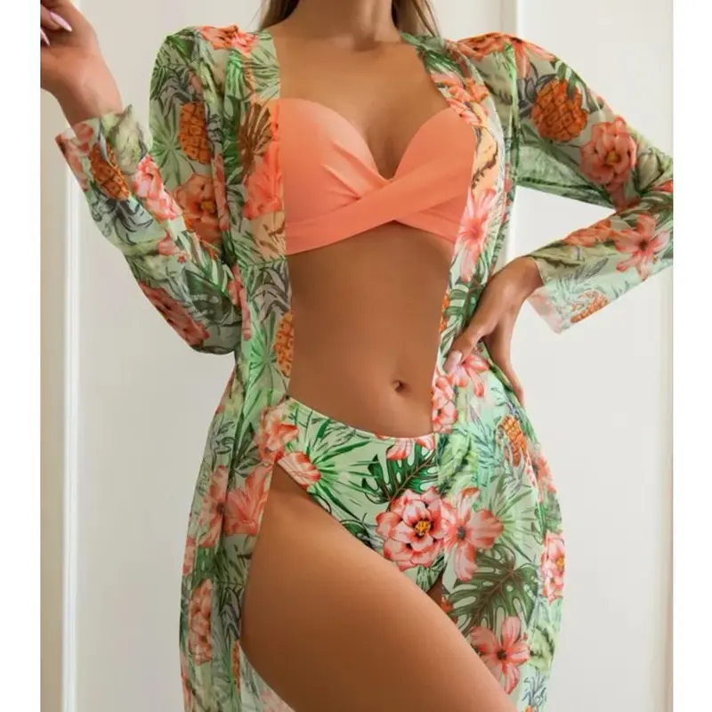 2024 Summer New Bikini Beach Skirt Beach Cover Up Swimsuit Women Ruffle Biquini Bathing Suit Beach Wear Swim Suit