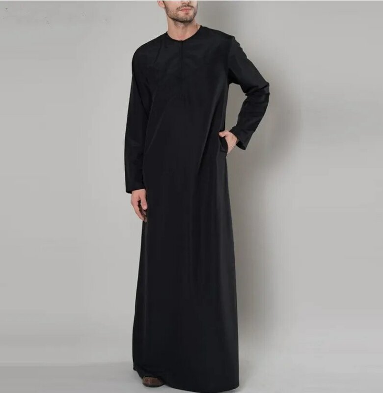 Eid muzułmańska Jubba Thobe męska Ramadan haftowana długa suknia sukienka Kaftan DSaudi Musulman Abaya Dubai arabska islamska odzież indyka