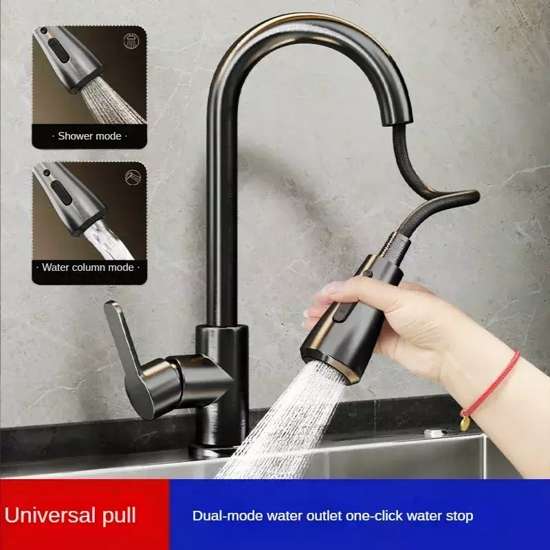 NEW kitchen Pull faucet cold and hot water dual purpose splash proof faucet fast heating household wash basin faucet