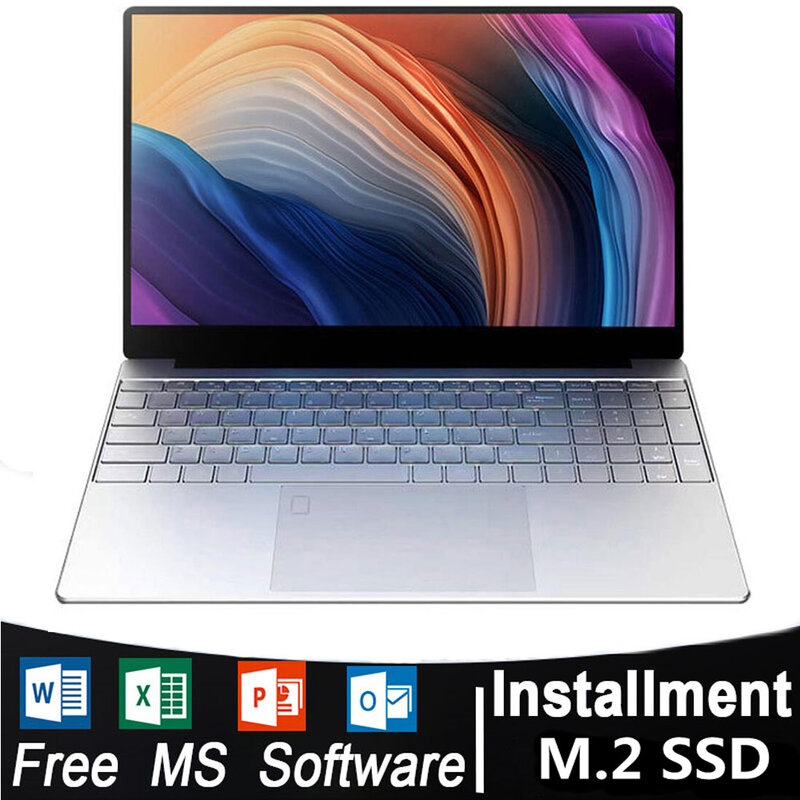 Günstige laptop Fingerprint Entriegelung 15,6 Zoll Windows 10 11 Pro 1920*1080 Intel J4125 12G RAM 128GB/256GB/512GB/1TB HDMI Notebook