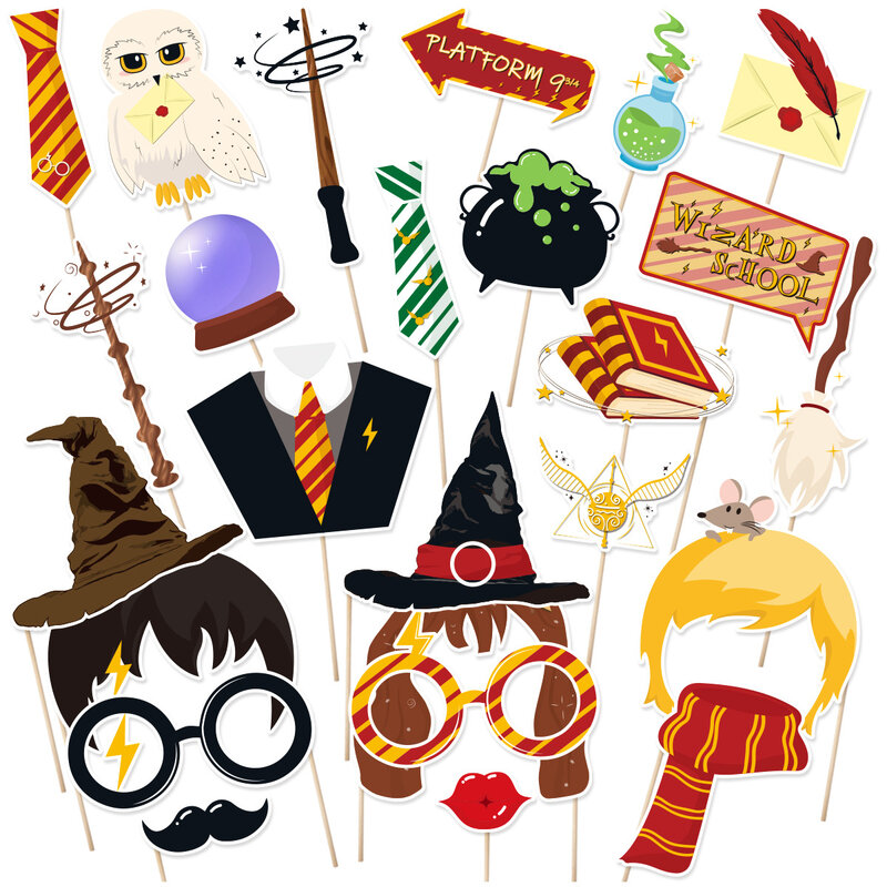 25pcsNew Harry Potter theme birthday party weird photo props wizard hat magic party decoration photo supplies role-playing props