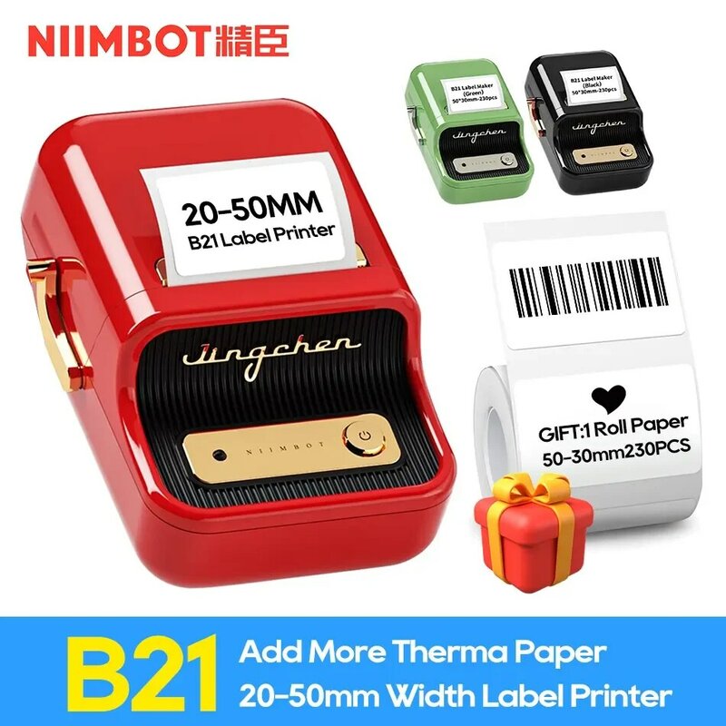 Niimbot เครื่องพิมพ์ฉลากไร้สายแบบพกพา B1 B21, เครื่องพิมพ์ฉลากพกพาเครื่องพิมพ์ป้ายความร้อนบลูทูธพิมพ์เร็วใช้ในบ้านสำนักงาน