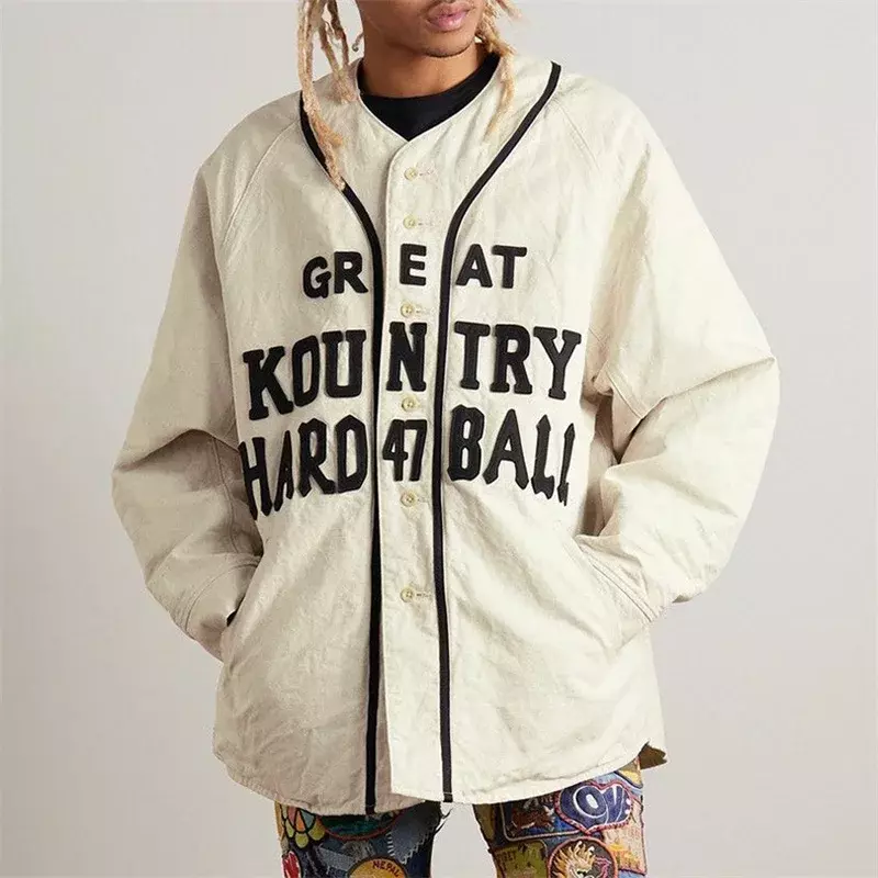 24ss Kapital Kountry Cotton Linen Canvas Jacket Men Women 1:1 Top Quality Embroidery Flocking Towel Thickened Jackets