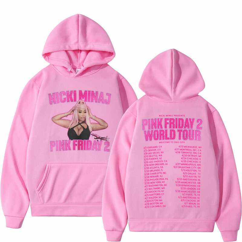 Rapper Nicki Minaj Album Pink Friday 2 World Tour Print Hoodies Fashion Hip Hop Rap Sweatshirts Unisex Y2k Aesthetics Pullovers