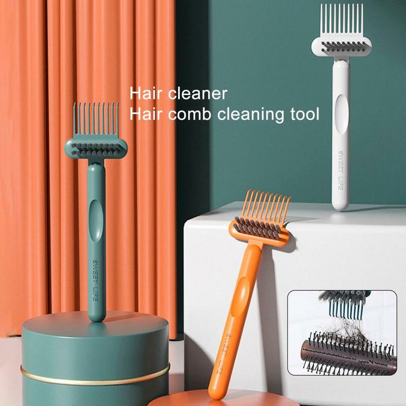 Escova de limpeza pente para salão, escova oca, cerdas densas do cabelo, almofada de ar, limpador embeded, ferramenta para barbeiro, 17cm, 2 em 1