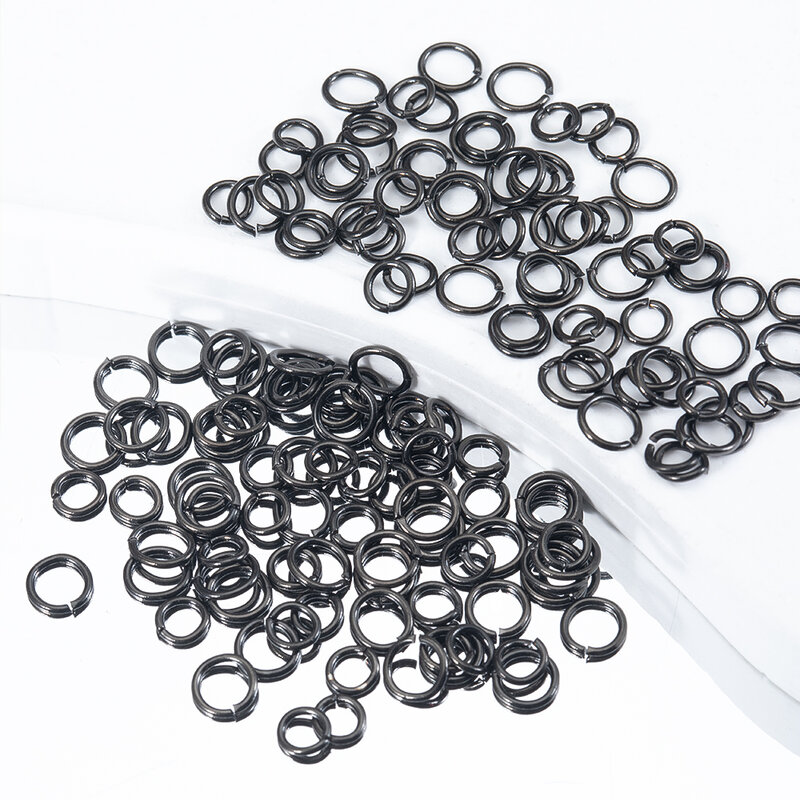 Anillos abiertos de acero inoxidable para hacer pulseras y collares, conectores divididos, accesorios de joyería, color negro, 100 piezas