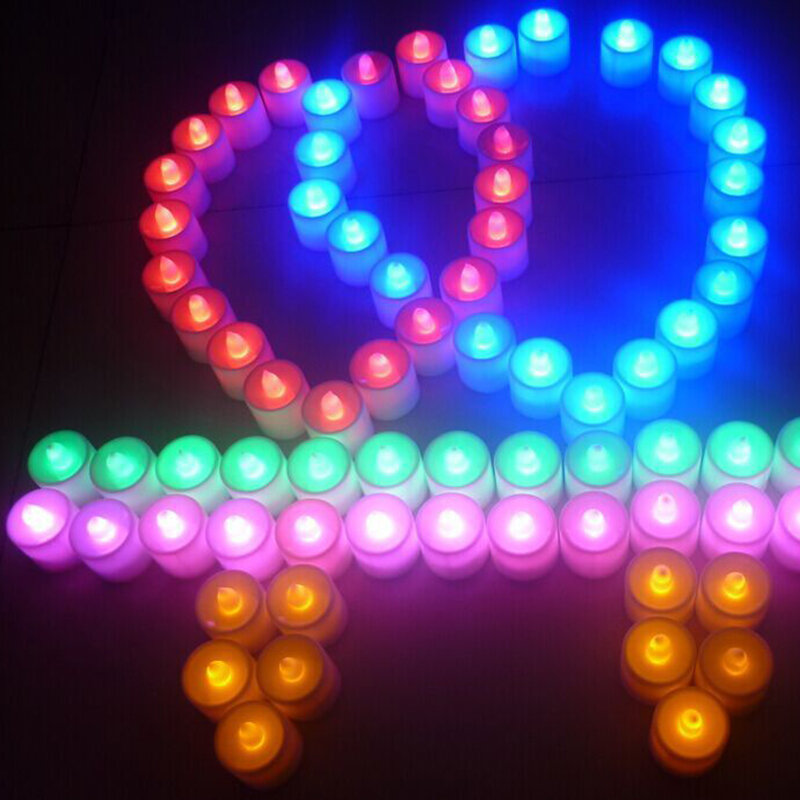 Vela LED Multicolor alimentada por batería, velas con llamas realistas, vacaciones de Navidad, boda, decoración del hogar