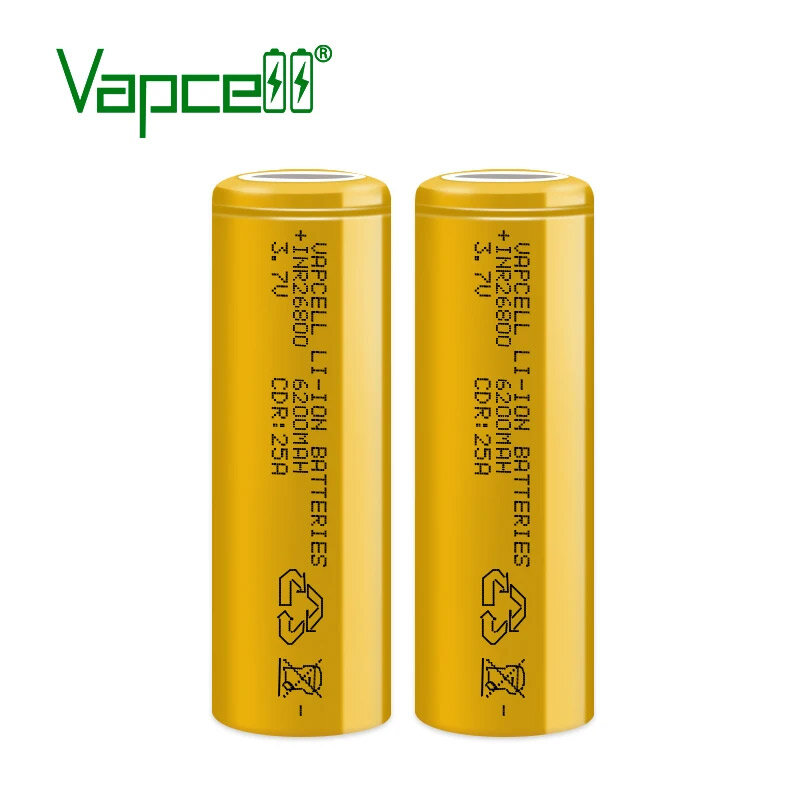 Vapcell inr-懐中電灯用充電式リチウムイオンバッテリー、大容量バッテリー、6200mah、cdr、25a、max 40a、3.7v、inr